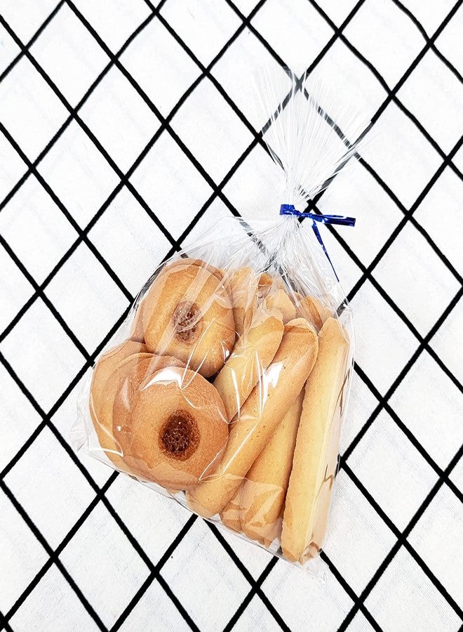 XLSFPY 100PCS Cellophane Bags 6x9 inches, Clear Treat Bags with 4’’ Twist Ties, Plastic Cello Bags - 1.4 mils Thick OPP Rice Crispy Bags for Gift Goodie Favor Candy Cake Pop Birthday Party Cookies (6’’ x 9’’) - Image 4